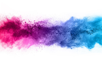 abstract powder splatted background. Colorful powder explosion on white background. Colored cloud. Colorful dust explode. Paint Holi.
