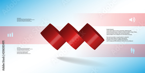 3D illustration infographic template with cylinder horizontally sliced to three spilled parts