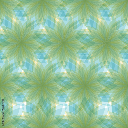 Delicate floral color pattern. Blend of green and azure colors. Seamless pattern vector illustration.