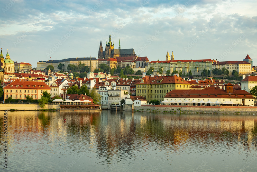 Prague, view of the historic city center, Prague Castle