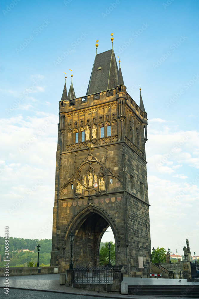 Naklejka premium Old Town Bridge Tower in Prague in front of the Charles Bridge