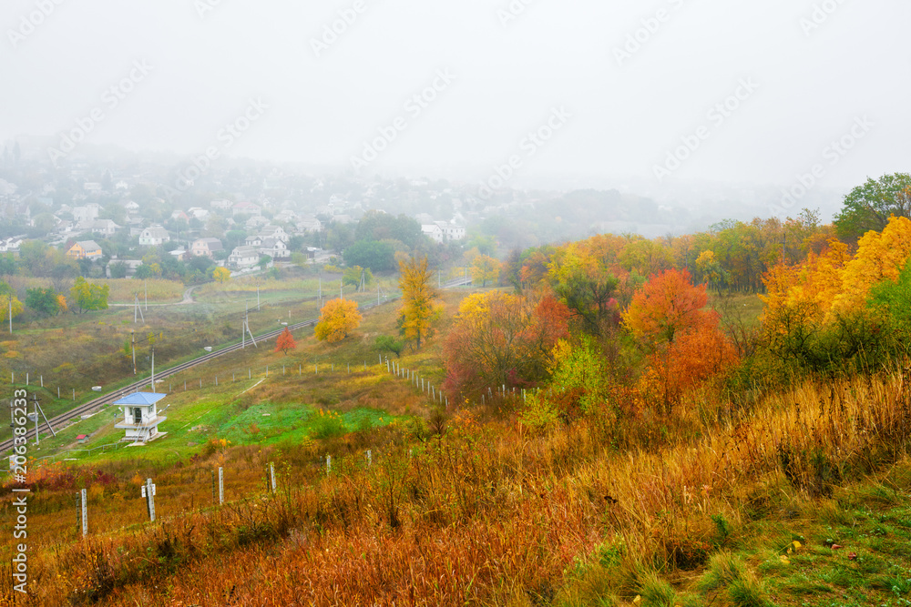 Beautifull autumn scenery in countryside during the leaves fall