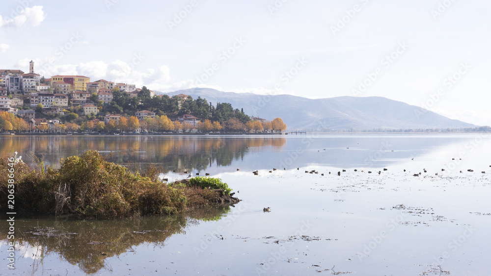 Autumn landscape on the lake, Kastoria