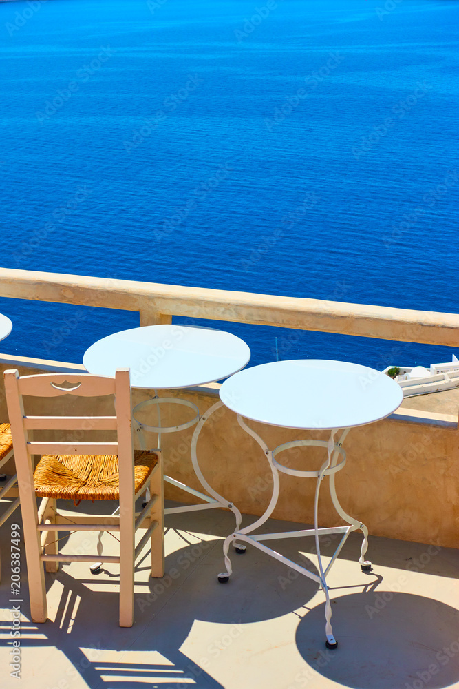 Tables on a terrace
