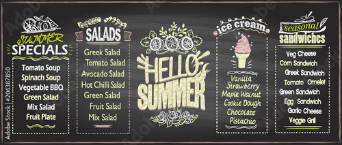 Summer menu chalkboard design concept