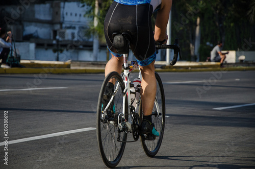 Back cyclist with sportswear