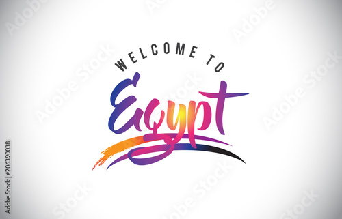 Egypt Welcome To Message in Purple Vibrant Modern Colors.