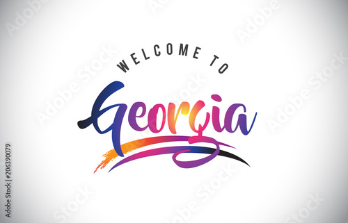 Georgia Welcome To Message in Purple Vibrant Modern Colors.