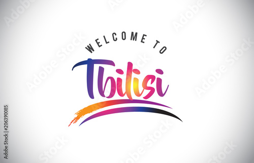 Tbilisi Welcome To Message in Purple Vibrant Modern Colors.
