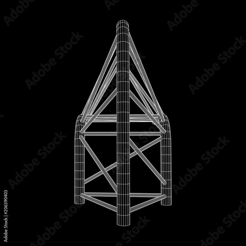 Truss girder element. Wireframe low poly mesh vector illustration.