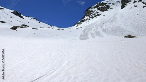 Wallpaper Mural One person skiing on off piste snowy slope, sunny day, sport adventure in the italian Alps, springtime avalanche Torontodigital.ca