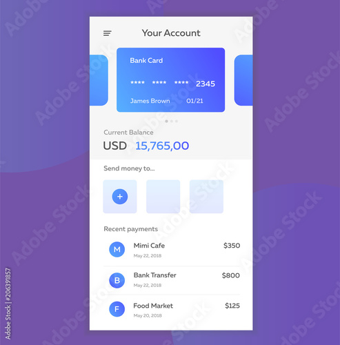 Vector illustration of the concept of mobile payments using the application on your smartphone. Online banking, online shopping. Application concept.