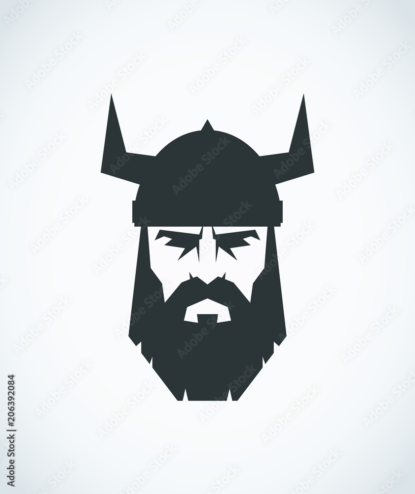 The head of Viking wearing a helmet
