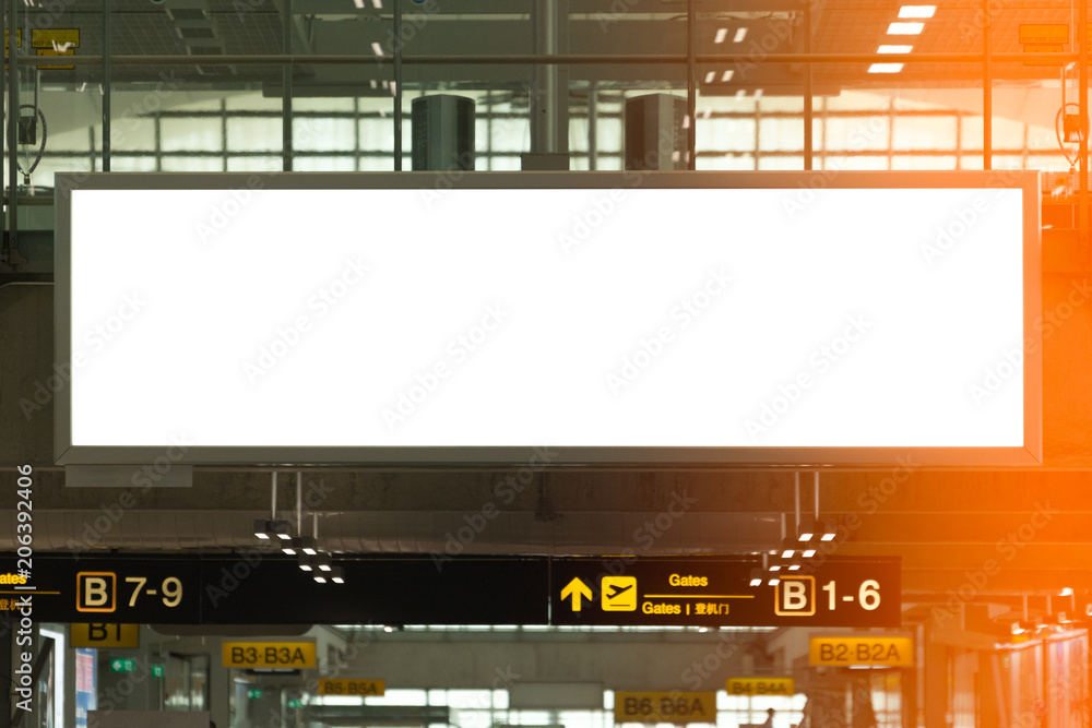 Blank advertising billboard at airport,mockup poster media template ads display Blank advertising billboard at airport,mockup poster media template ads display