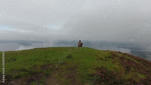 Aerial view over Loch Lomond from conic hill, Scotland photo