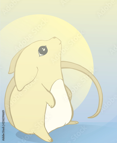 
Fantastic little animals. Illustration for children. A creature that looks like a mouse.
