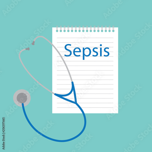 sepsis written in notebook- vector illustration