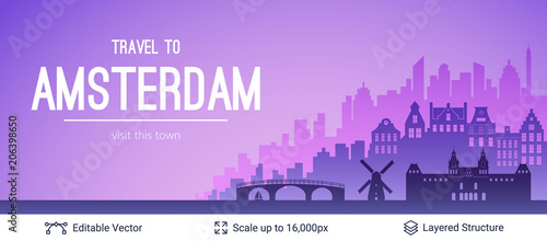 Amsterdam famous city scape.