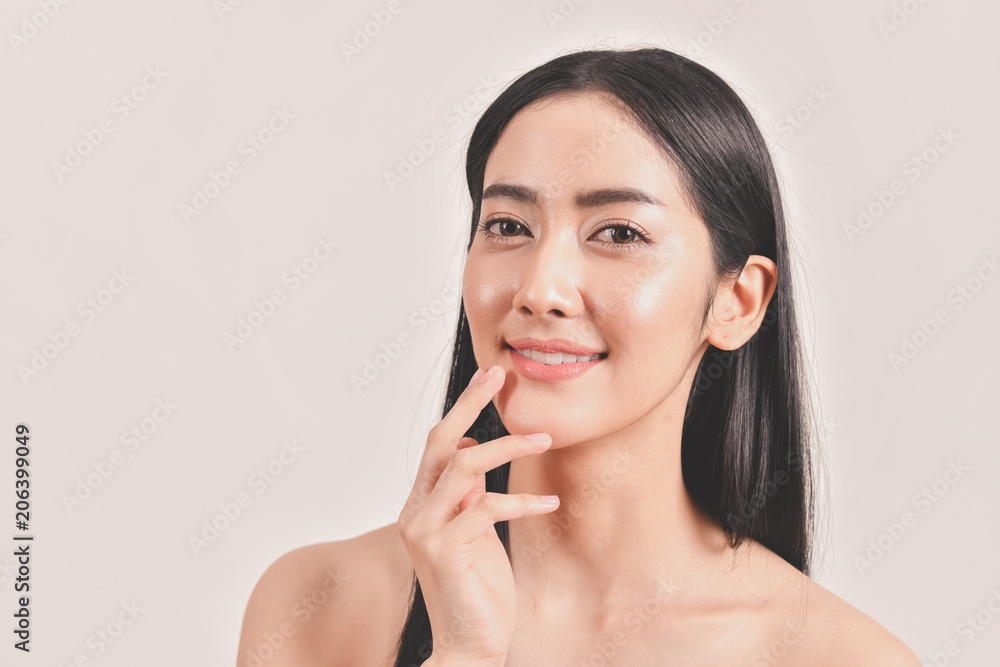 The concept of healthy beautiful woman. Beautiful women keep healthy. Beautiful women take care of skin health. Beautiful girl on white background The concept of healthy beautiful woman. Beautiful women keep healthy. Beautiful women take care of skin health. Beautiful girl on white background