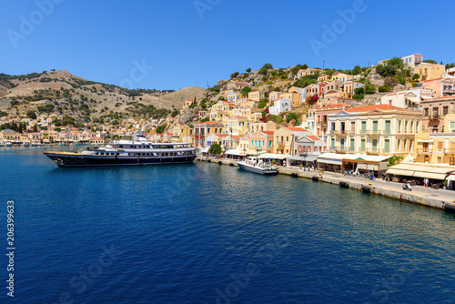 Fototapeta Naklejka Na Ścianę i Meble -  View of Gialos Harbor and beautiful Symi Island. Greece