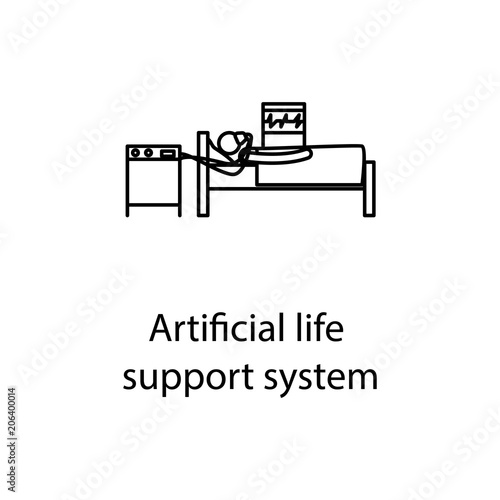 artificial life support system icon. Element of medicine icon with name for mobile concept and web apps. Thin line artificial life support system icon can used for web and mobile