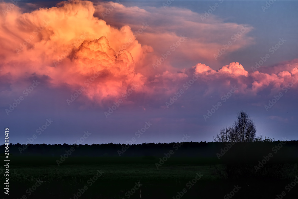 Obraz premium Sunset with Cumulus clouds.