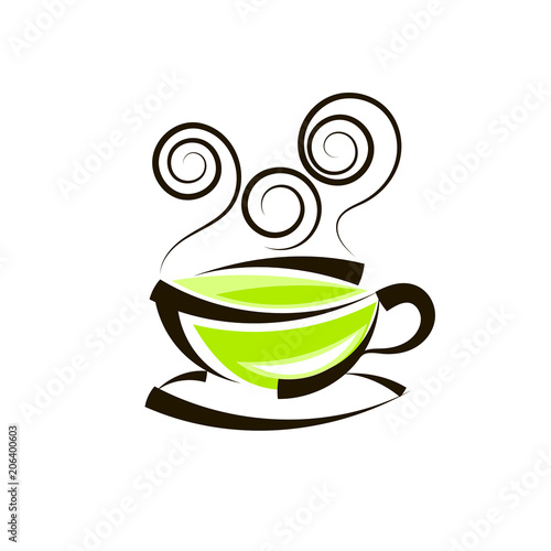 Vector icon of green tea cup
