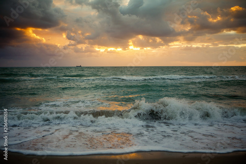 Sunrise in Atlantic Ocean in Miami Beach
