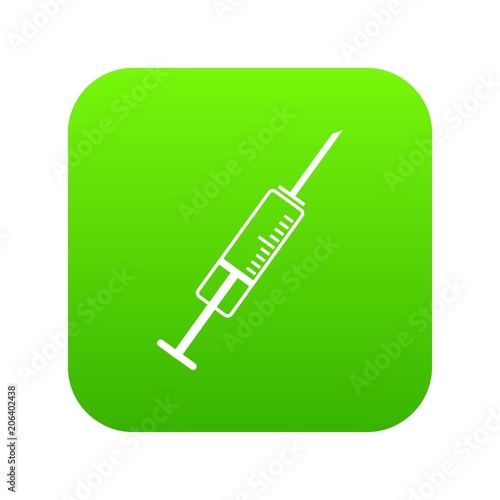 Syringe icon digital green for any design isolated on white vector illustration