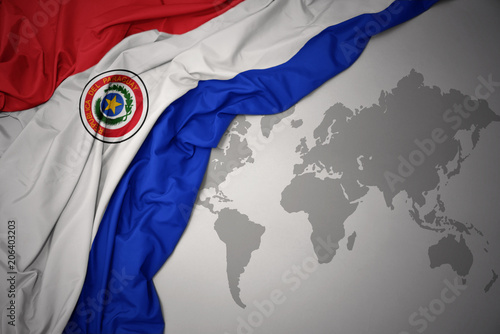 waving colorful national flag of paraguay.
