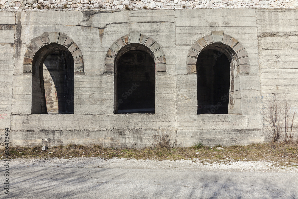 abstract stone and concrete windows