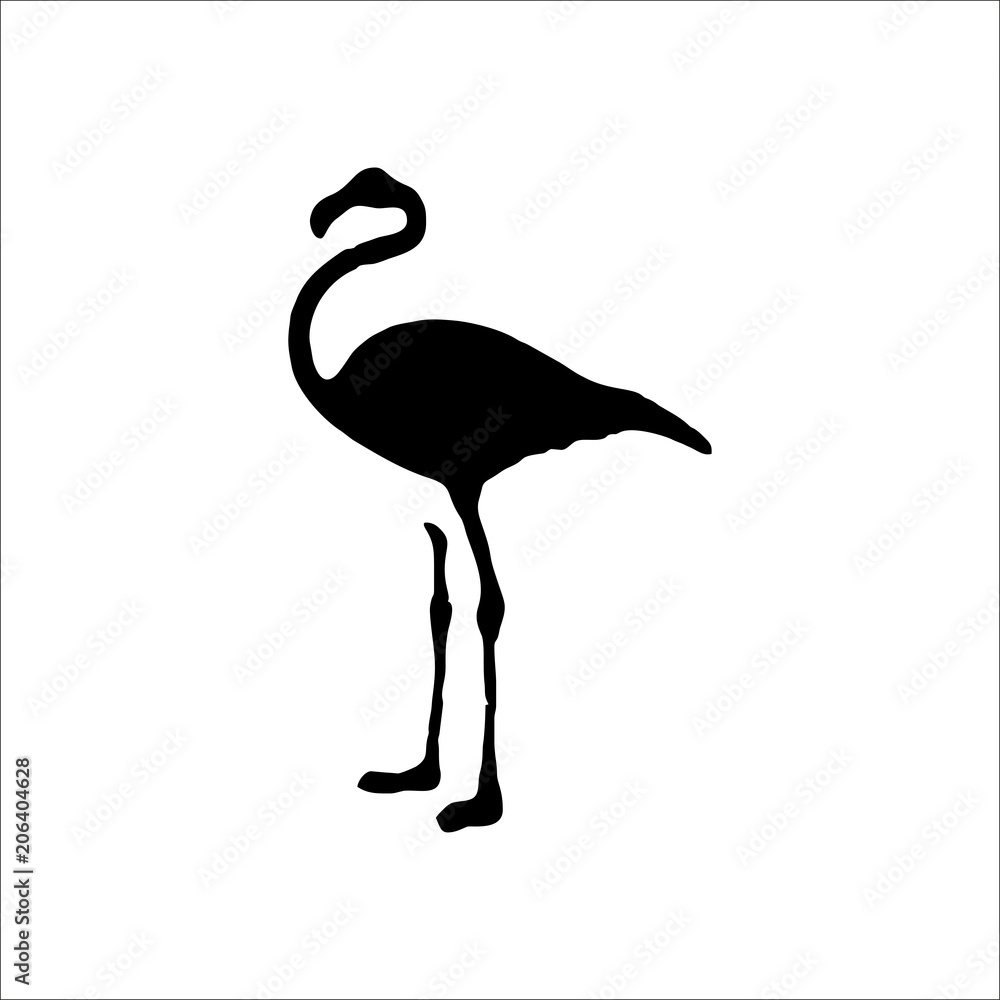 Silhouette of flamingo. Vector Illustration