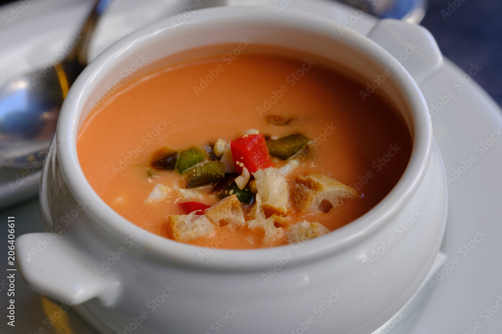 Gazpacho - Typische Suppe in Sevilla, Spanien Gazpacho - Typische Suppe in Sevilla, Spanien