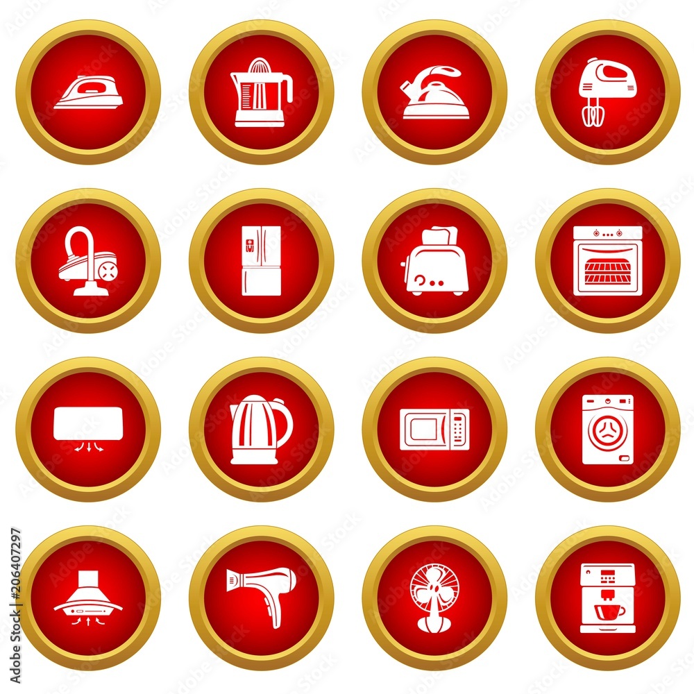 House appliance icons set. Simple illustration of 16 house appliance vector icons for web House appliance icons set. Simple illustration of 16 house appliance vector icons for web