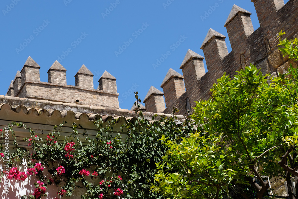 Mauer des Königpalast Real Alcazar in Sevilla, Spanien