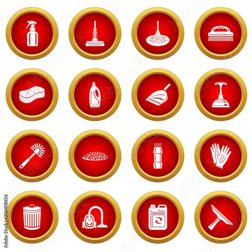 Cleaning icons set. Simple illustration of 16 cleaning vector icons for web