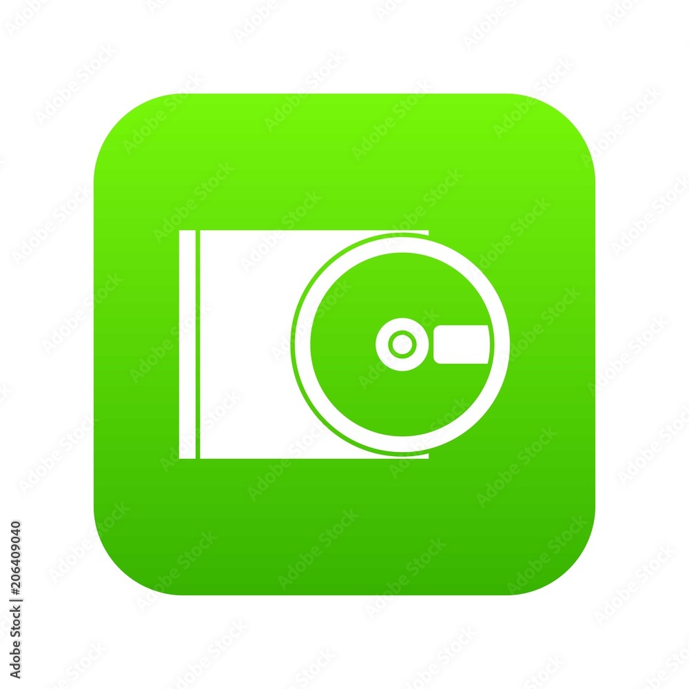 DVD drive open icon digital green for any design isolated on white vector illustration DVD drive open icon digital green for any design isolated on white vector illustration