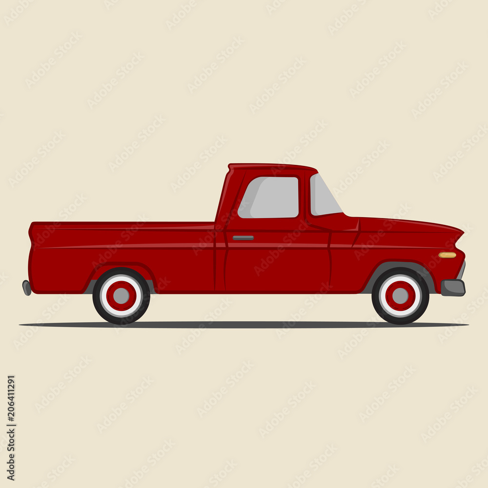 Retro pickup truck. Vector Illustration