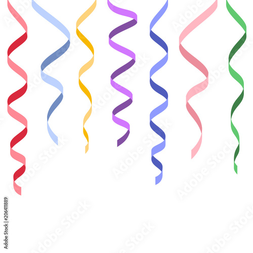 Set of Decorative serpentines, colorful ribbons, vector