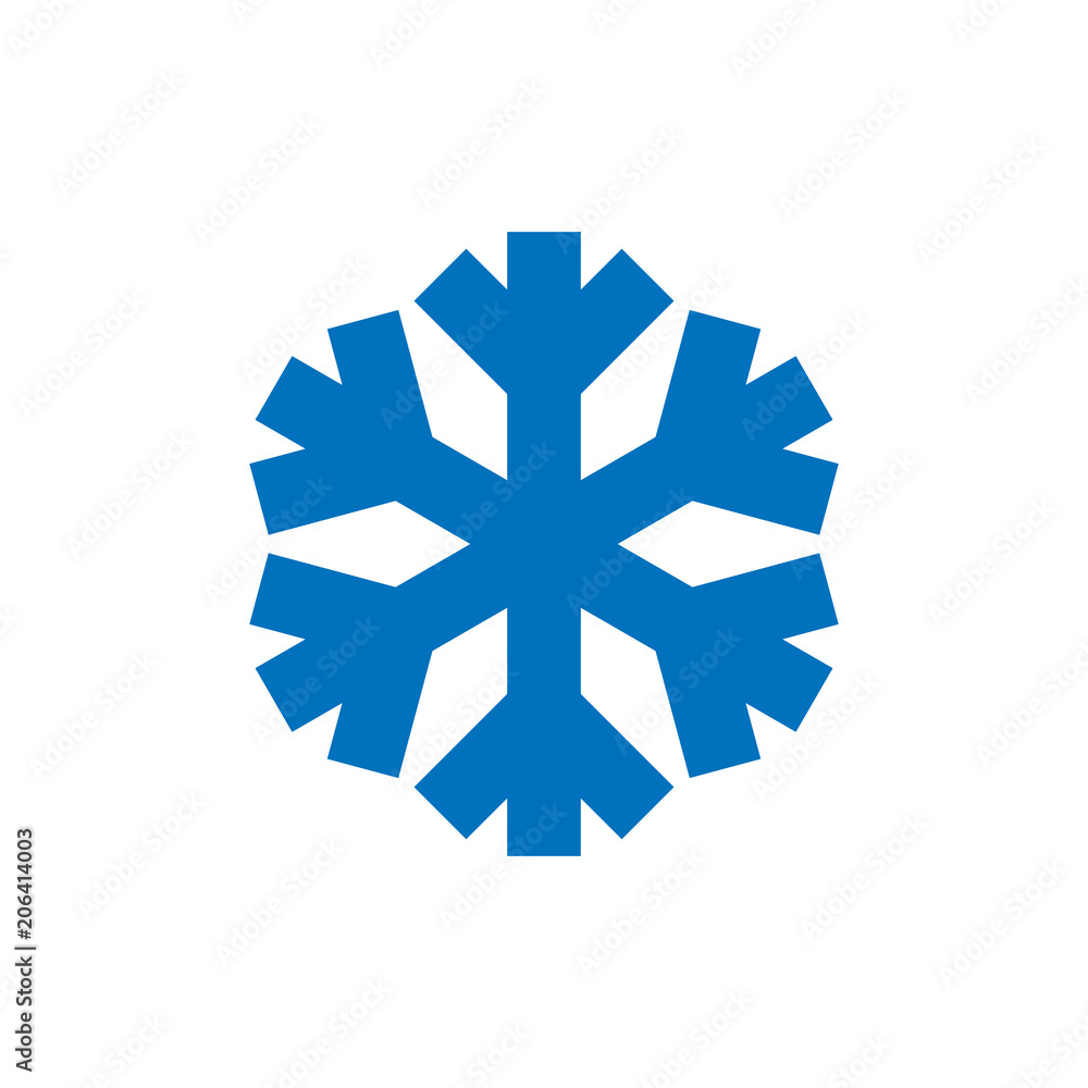 Snowflake sign. Blue Snowflake icon isolated on white background. Snow flake silhouette. Symbol of snow, holiday, cold weather, frost. Winter design element. Vector illustration Snowflake sign. Blue Snowflake icon isolated on white background. Snow flake silhouette. Symbol of snow, holiday, cold weather, frost. Winter design element. Vector illustration