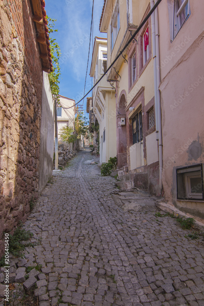 The oldtown streets in Ayvalik.