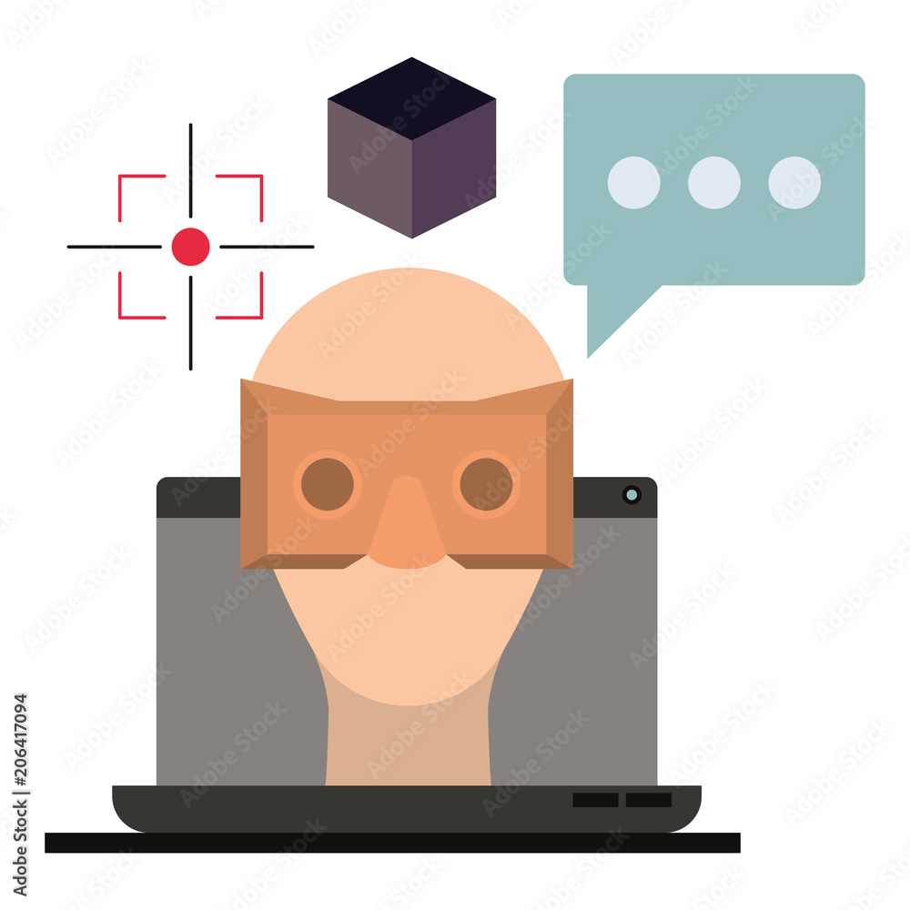 user with reality virtual mask technology vector illustration design user with reality virtual mask technology vector illustration design