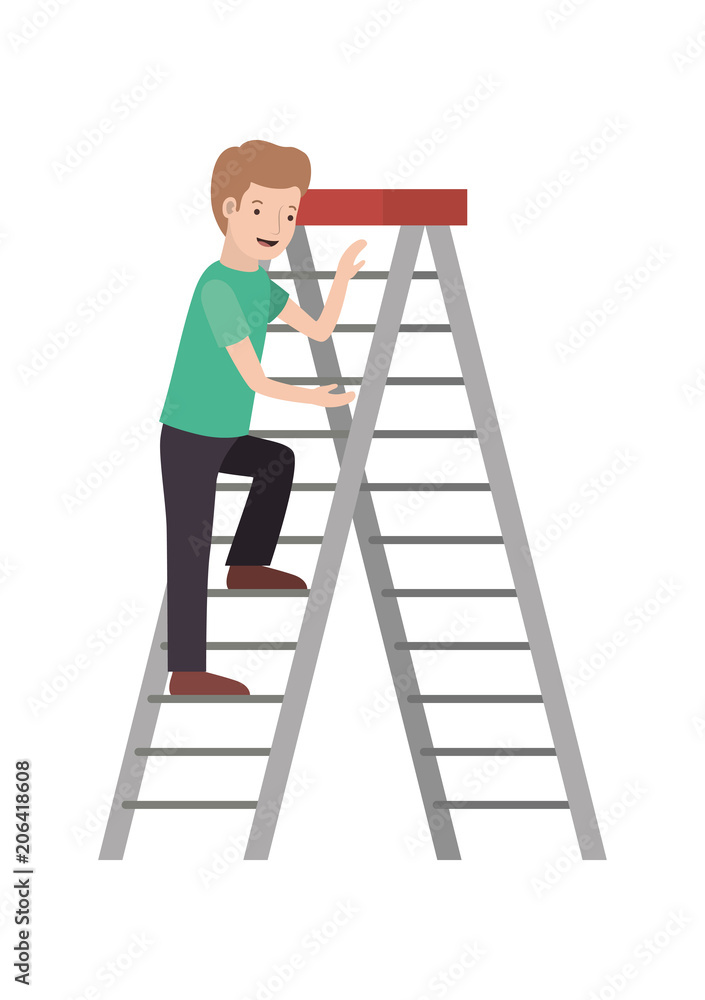 man climbing stepladder character vector illustration design man climbing stepladder character vector illustration design