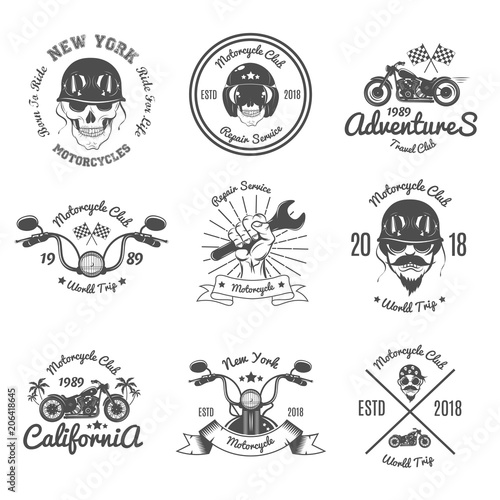 Set of Vintage Emblem For Motorcycle Club.Biker Club.Vector illustration