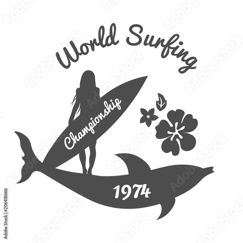 Vintage Emblem For Surfing Club.Vector illustration