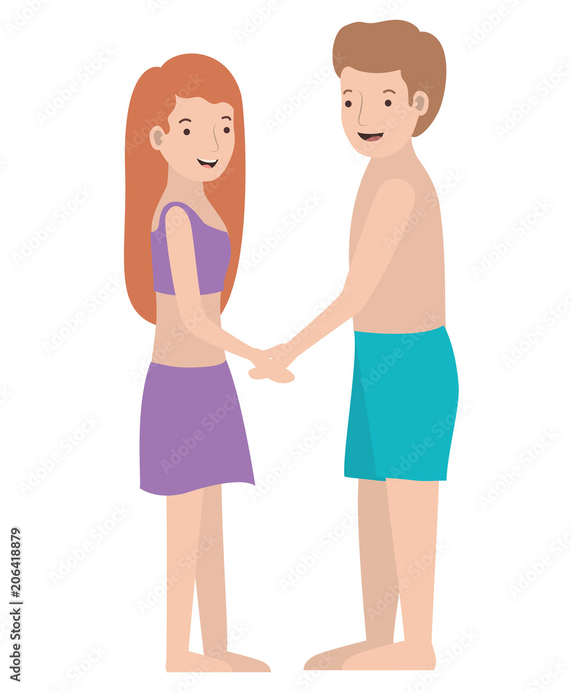 young couple with swimsuit avatars characters character vector illustration young couple with swimsuit avatars characters character vector illustration