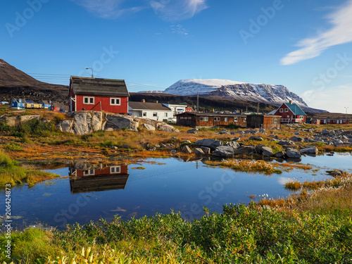 Arctic landscape on disko island in greenland photo