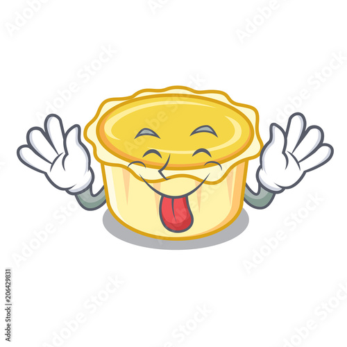 Tongue out egg tart mascot cartoon