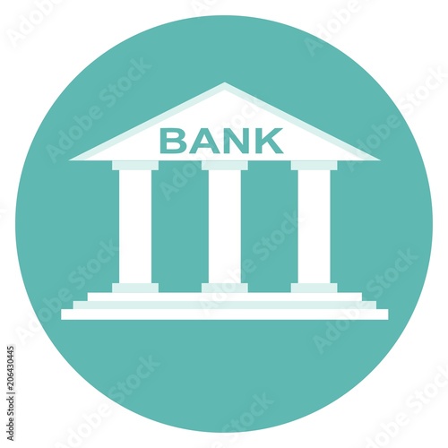 Bank building icon . Stock flat vector illustration.