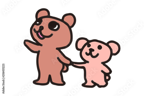 クマ　兄弟　親子　家族　イラスト